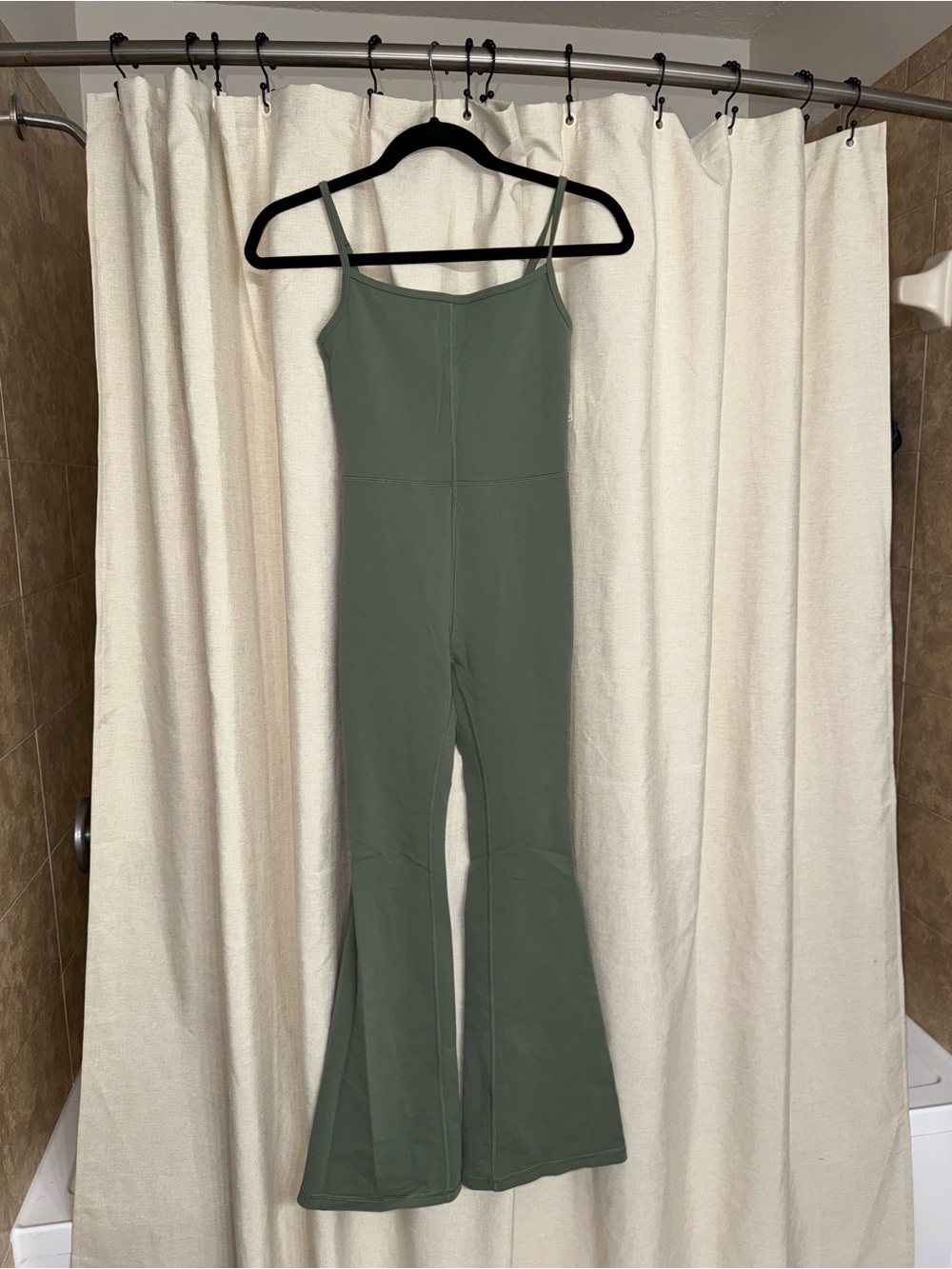 Aritzia Wilfred Free Olive Green Sleeveless Divinity flare jumpsuit